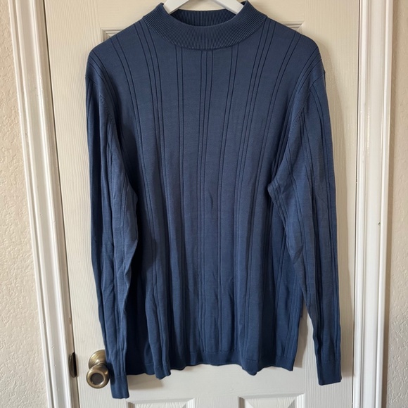 Murano 100% Silk Blue Ribbed Knit Sweater Men’s Size [Large] - Picture 1 of 7